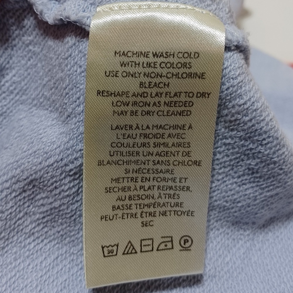 Anthro Pilcro Box Pleated Crop Sweatshirt Womens M Blue Cotton Coastal Lounge - Picture 6 of 10